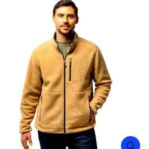 Free Country Men’s Highland Sherpa Jacket, Camel color, size small, NWT